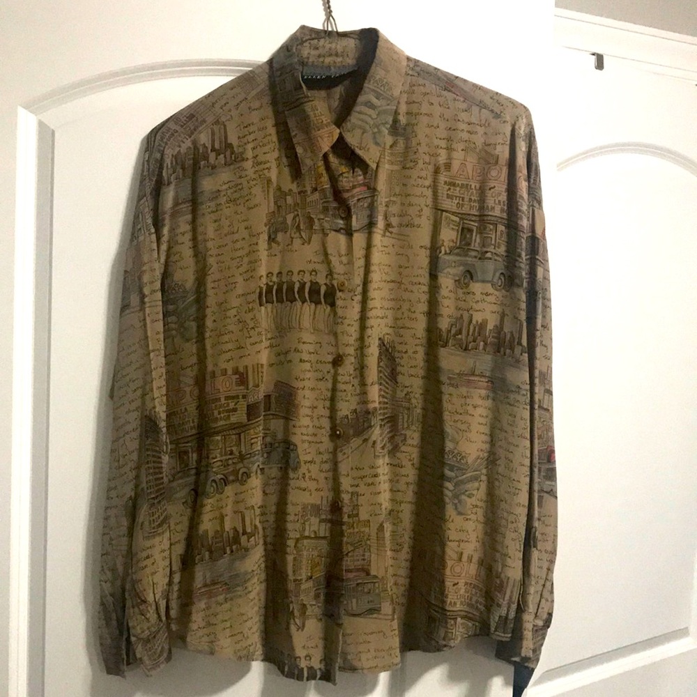 Ellen Tracy vintage 100% silk button down blouse